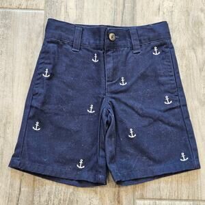 Janie and Jack Shorts Boys Size 3 Navy Anchor Embroidered Summer Prep Coastal
